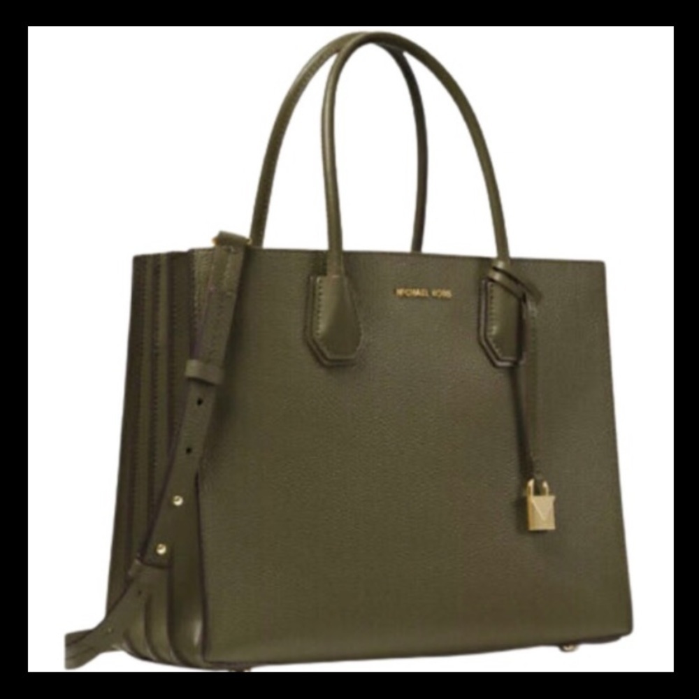 Michael Kors Mercer LARGE Accordion Olive Tote Handbag Shoulder Bag BRAND NEW - Picture 6 of 6